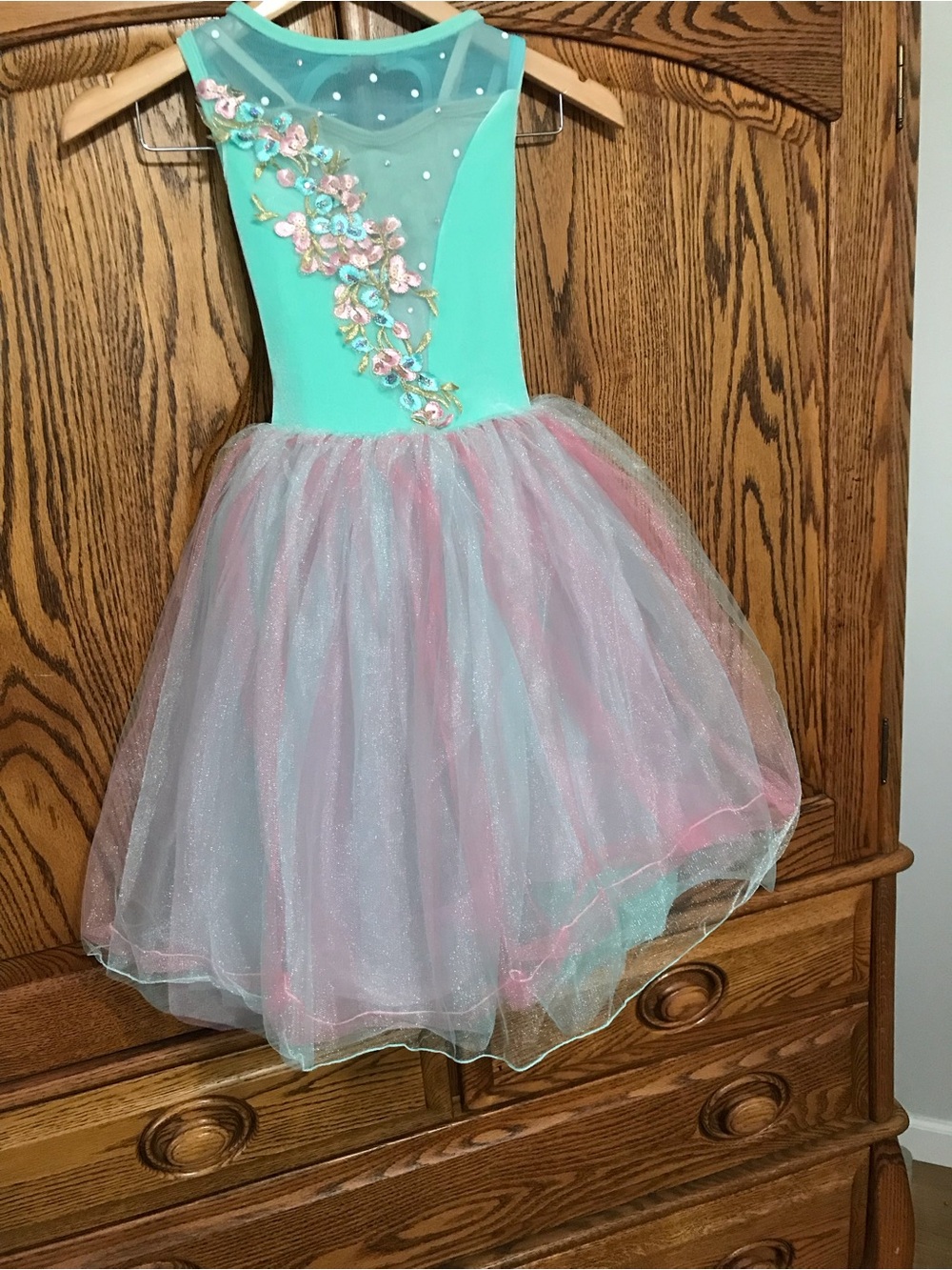 Curtain Call Girls Small Ballet Dance TuTu Costume Teal Blue